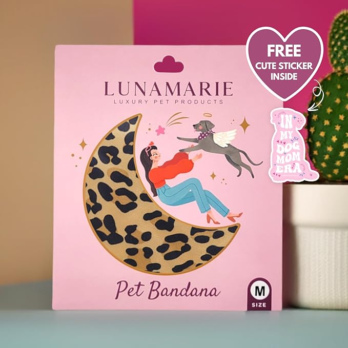 Luxury Dog Bandanas - Cute Leopard Designs | Premium & Soft Poly Fabric | 100% Handmade Adjustable Shape Animal Print Pet Scarfs Small, Medium, Large (Leopard, Small)