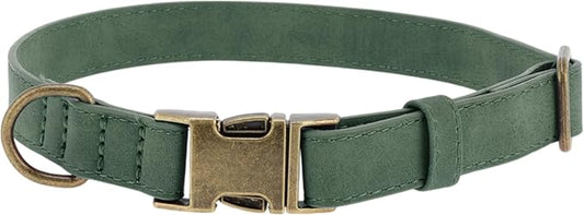 Dog Collar, Soft PU Durable Heavy Duty Dog Collar with Quick Release Metal Buckle, Puppy Collar, Adjustable Collar for Dogs, Small, Dark Green