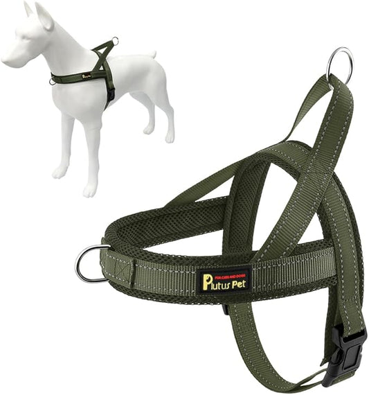 Plutus Pet No Pull Dog Harness with Breathable Mesh Padded, Adjustable Reflective Escape Proof Dog Harness, Quick Fit Dog Vest Harness for Small Medium Large Dogs(L, Ranger Green)