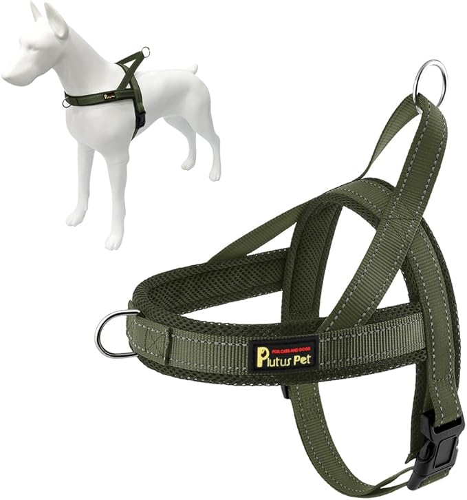 Plutus Pet No Pull Dog Harness with Breathable Mesh Padded, Adjustable Reflective Escape Proof Dog Harness, Quick Fit Dog Vest Harness for Small Medium Large Dogs(M, Ranger Green)