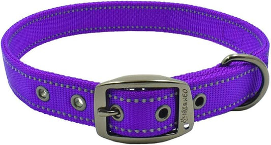 Max and Neo MAX Reflective Metal Buckle Dog Collar - We Donate a Collar to a Dog Rescue for Every Collar Sold (Small, Purple)