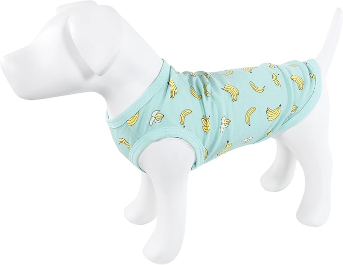 Luvable Friends Dog Pet Dog and Cats Cotton T-Shirts 2pk, Bananas Space, Medium