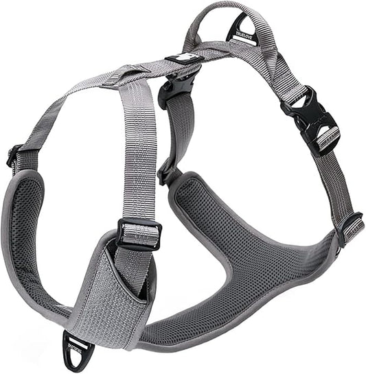 TRUE LOVE Dog Harness Outdoor Adventure II Reflective Vest with 2 Leash Attachments Matching Leash and Collar Available TLH6071 Gray