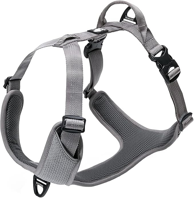 TRUE LOVE Dog Harness Outdoor Adventure II Reflective Vest with 2 Leash Attachments Matching Leash and Collar Available TLH6071 Gray