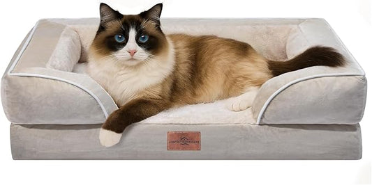 Comfort Expression Small Dog Beds Waterproof Orthopedic Foam Sofa Beds for Small Dogs Comfy Pet Bed with Washable Removable Cover & Non-Slip Bottom(XX-Small,Beige)