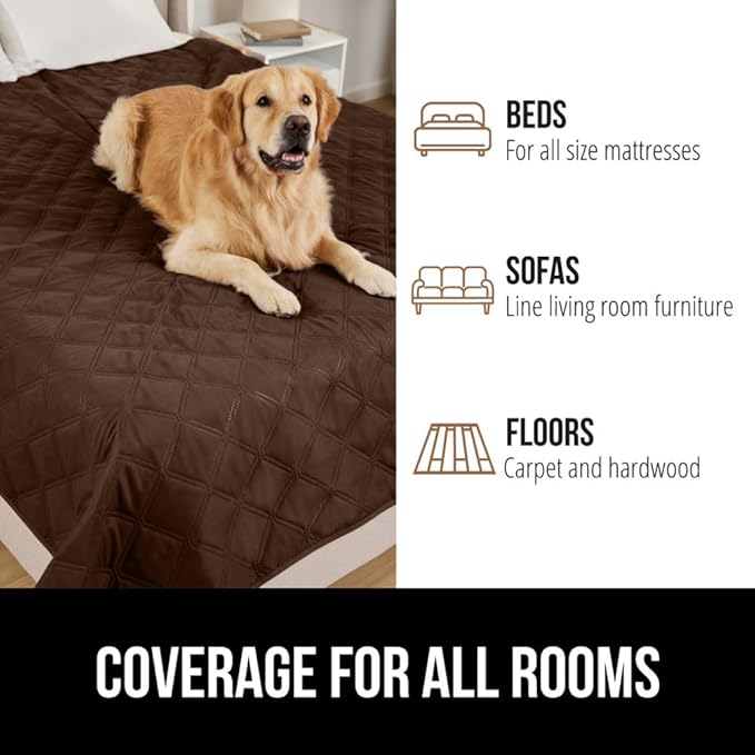 GORILLA GRIP Waterproof Dog Bed Cover 82x102, Pet Blanket for Furniture, Sofa, Couch, Crate, Car, Sofa Throw Essential for Cats and Dogs, Tear and Slip Resistant Leakproof Cushion Cover, Chocolate