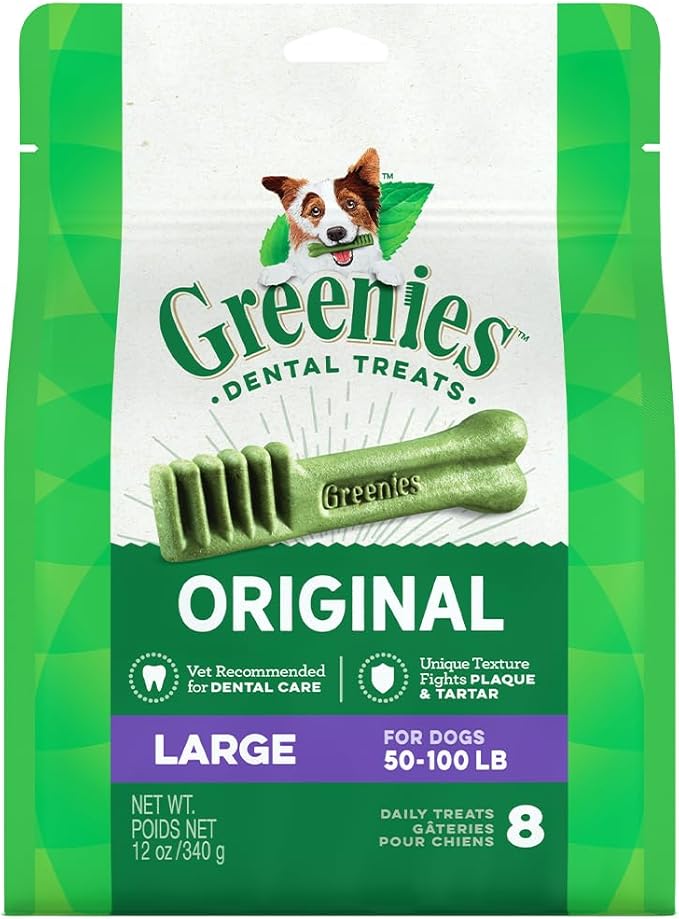 Greenies Original Large Dental Dog Treats, 12 oz. Pack (8 Treats)