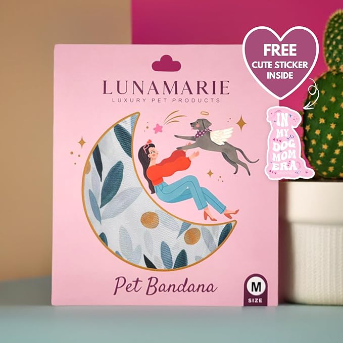 Luxury Pet Birthday Bandanas -Premium & Silky Poly Fabric | 100% Handmade | Custom Shape Dual Layered (Green/Orange Floral, Small)