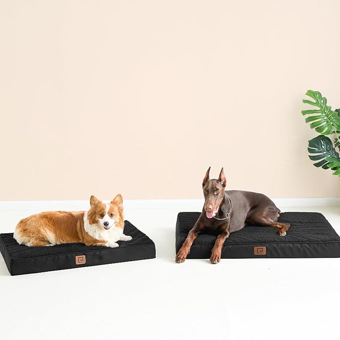 EHEYCIGA Orthopedic XL Dog Beds for Extra Large Dogs with Removable Washable Cover for Crate, Black, 41x27