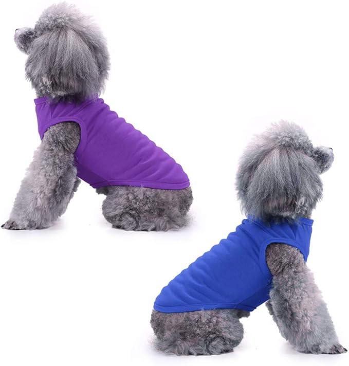 Chol&Vivi Dog Clothes Shirts, 4pcs Shirt for Large Size Dog, Blank Pet Cotton Sleeveless Apparel Soft and Lightweight, Tank Top for All Breeds, Blue/Purple/Pink/Rose Red, XX-Large