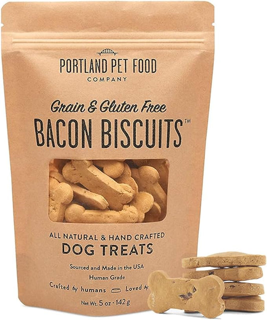 Portland Pet Food Company Bacon Healthy Dog Treats - Grain-Free, Human-Grade, Bacon Dog Treats - All Natural Dog Training Treats & Biscuits Made in the USA Only 1-Pack (5 oz)