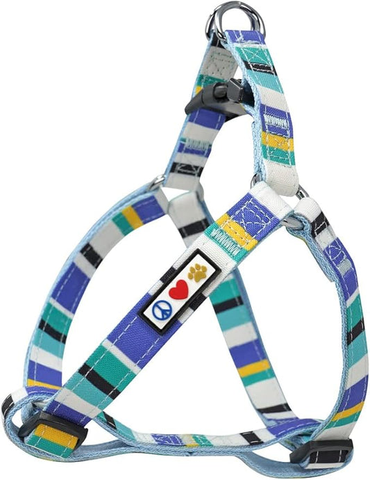 Pawtitas Pet Adjustable Solid Color Step in Puppy/Dog Harness 6 feet Matching Collar and Harness Sold Separately Small Blue/Teal/Yellow Multicolor