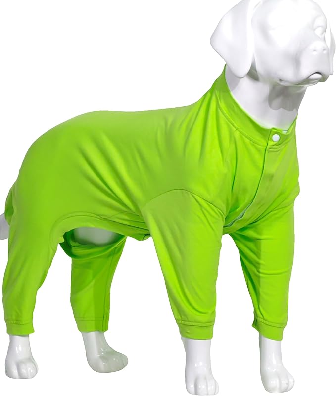 Lovelonglong Four Feet Dog Lightweight Pajamas, Pure Cotton Dog Jumpsuits 4 Legs Dog Onesies T-Shirt Stylish PJS Puppy Costume for Large Medium Small Dogs Green XXXL