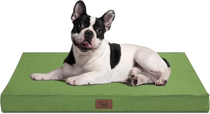 Outdoor Dog Bed for Medium Dogs, Waterproof Dog Crate Bed for Medium Dogs Cats, Orthopedic Egg Crate Foam Pet Bed with Washable and Removable Oxford Cover, Light Green