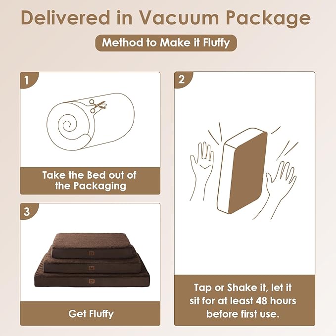 EHEYCIGA Orthopedic Medium Dog Beds for Small Dogs with Removable Washable Cover for Crate, Brown, 30x20