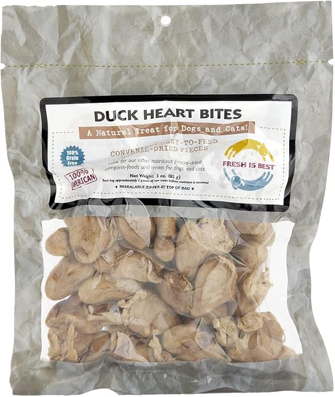 Fresh Is Best - Freeze Dried Healthy Raw Meat Treats for Dogs & Cats - Duck Hearts