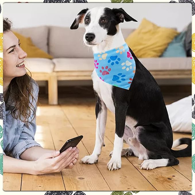 100PCS Small Dogs Bandanas Bulk Pet Summer Bandanas Paw Bone Pack Cat Kerchief Washable Triangle Bibs Head Scarves Scarfs Random Patterns for Boys and Girls Medium Puppies Grooming Accessories