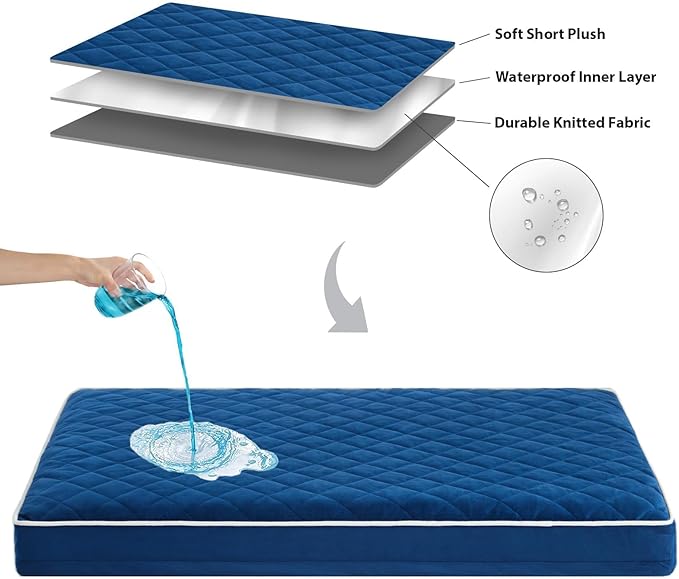 WNPETHOME Orthopedic Dog Beds for Large Dogs, Extra Large Waterproof Dog Bed with Removable Washable Cover & Anti-Slip Bottom, Egg Crate Foam Pet Bed Mat