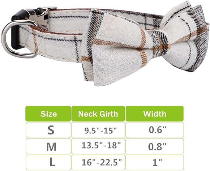 Faleela Soft &Comfy Bowtie Dog Collar,Detachable and Adjustable Bow Tie Collar,for Small Medium Large Pet (S, Beige)