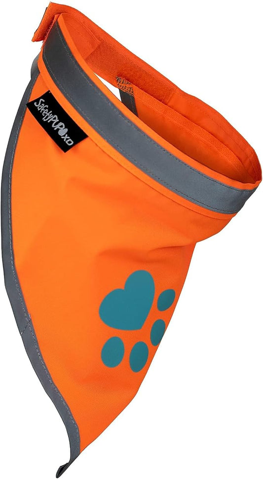 Orange Dog Bandana. Hi-Visibility Reflective Blaze Orange Bandana for Large and Small Pets. Safety Accessories for Walking, Camping, and Off Leash Exploration.