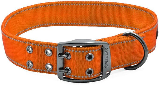 Max and Neo MAX Reflective Metal Buckle Dog Collar - We Donate a Collar to a Dog Rescue for Every Collar Sold (X-Large, Orange)