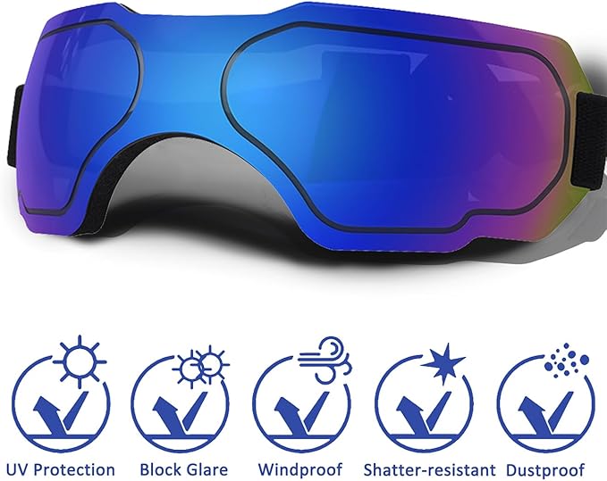 Large Dog Sunglasses with Adjustable Strap, UV Protection, Winproof & Snowproof, Suitable for Large Dogs