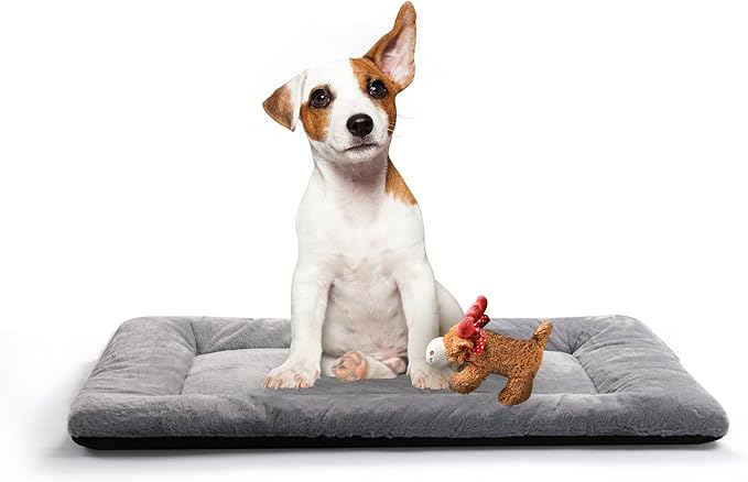 Ultra Soft Dog Bed & Kennel Pad for Medium Dogs - Fit Metal Crates, Washable & Anti-Slip, Cozy Sleeping Mat, Gray, 30"