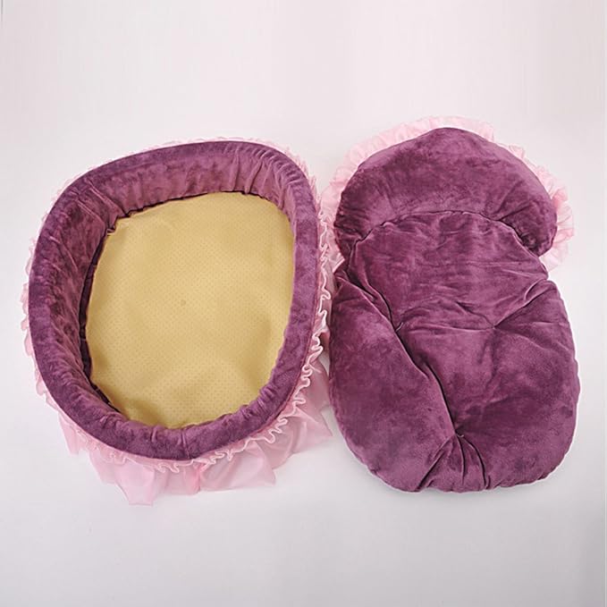 Cute Princess Pet Bed Bow-TIE Lace Cat Dog Bed (L, Purple)