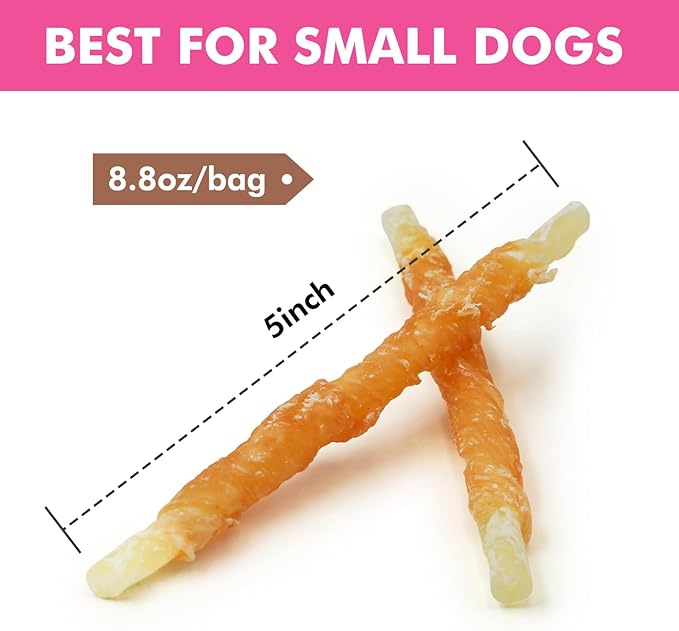 Dog Treats, Chicken Wrapped Cod Sticks, Rawhide Free Dog Chews, Healthy Soft Treats for Small Dogs, 8.82 oz