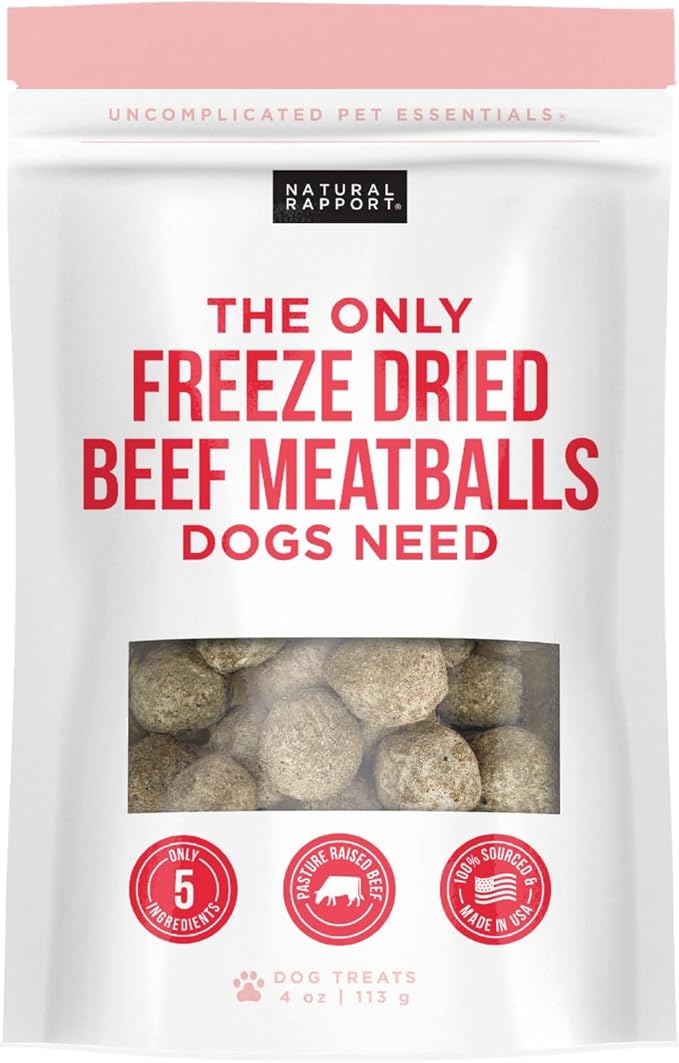 Natural Rapport Beef Meatball Dog Treats - The Only Beef Meatballs Dogs Need - All Natural Dog Treats for Small and Large Dogs (4 oz)