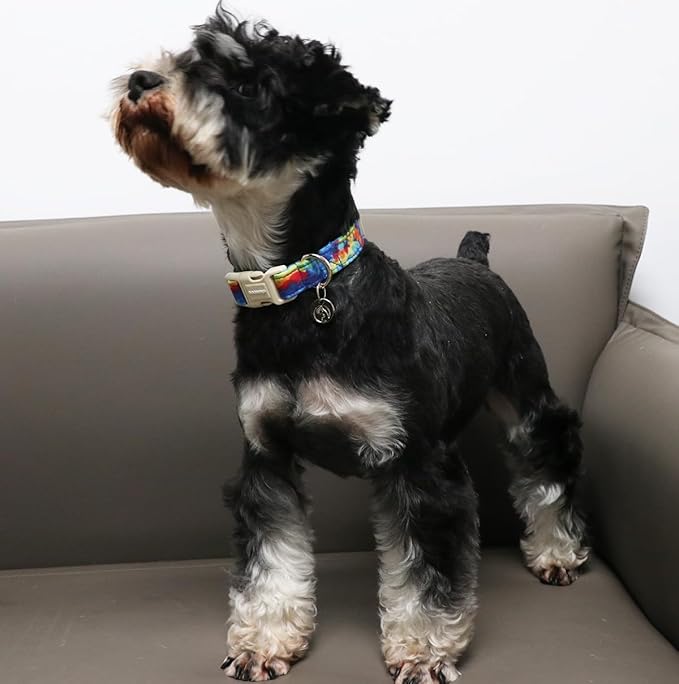 DOGWONG Cotton Dog Collar, Spring Summer Dog Collar Durable Soft Natural Fabric Pet Dog Collar Cute Wedding Puppy Necklace for Small Medium Large Dog