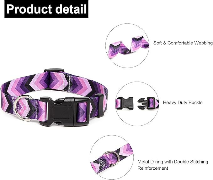 Adjustable Dog Collar with Patterns, Ultra Comfy Soft Nylon Breathable Pet Collar for Small Medium Large Dogs (L, Arrow)