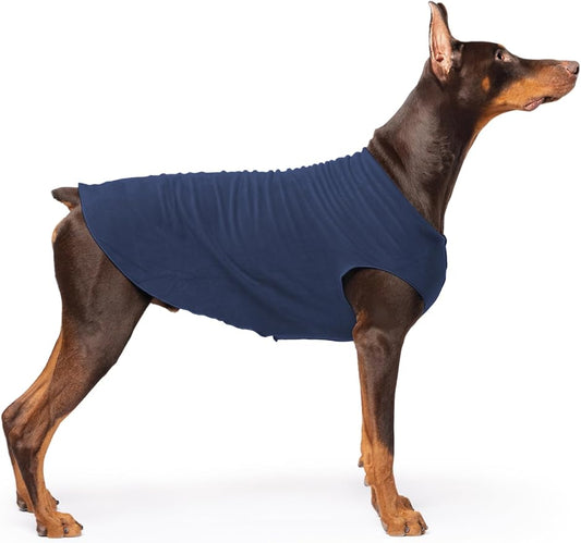 Stretch Fleece Dog Coat, Stretchy Pet Sweater, Machine Washable Pullover for Winter and Fall, Navy, 24