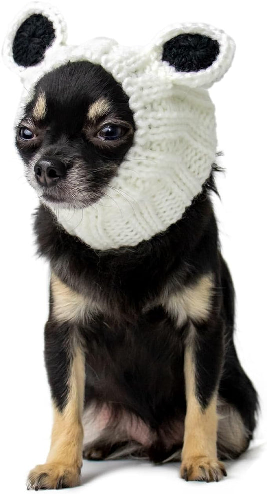 Zoo Snoods Panda Costume - Warm Knit Dog Snood Wrap for Pets, Neck Ear Cover Protection, Halloween Winter (Small)