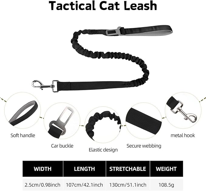 Cat Harness and Leash Set for Walking Escape Proof Adjustable Reflective Large Cat Tactical Harness with Patches Breathable Summer Vest Soft Mesh Padding Handle Easy to Control (Black, M)