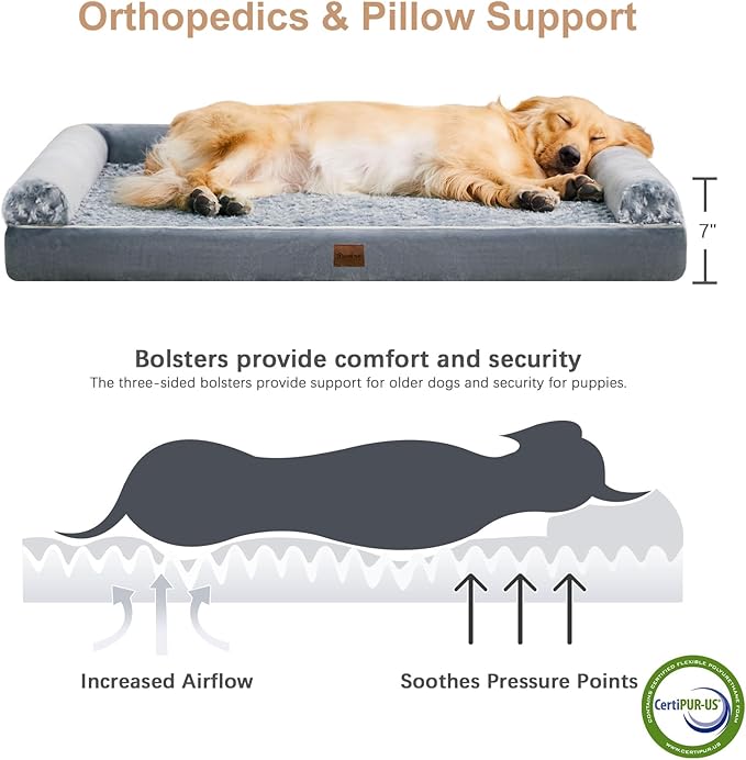 BFPETHOME Dog Beds for Large Dogs, Orthopedic Dog Bed for Medium Large Dogs,Big Waterproof Couch Pet Bed with Removable Washable Cover