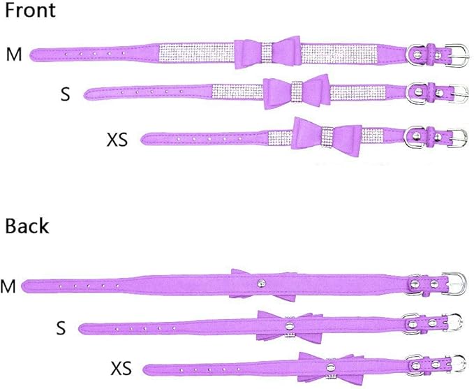 Rhinestone Dog Collar, Cute Dazzling Sparkling Soft Suede Leather Dog Cat Rhinestone Collar Crystal Diamond Pet Dog Puppy Collar (S, Purple-1)