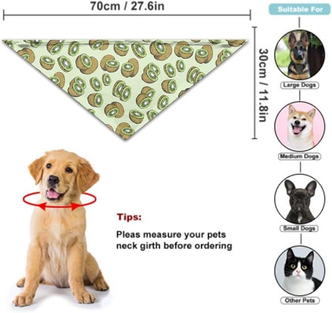 Tropical Kiwi Dog Bandana Scarf Triangle Bibs Pet Accessories Cat Kerchief