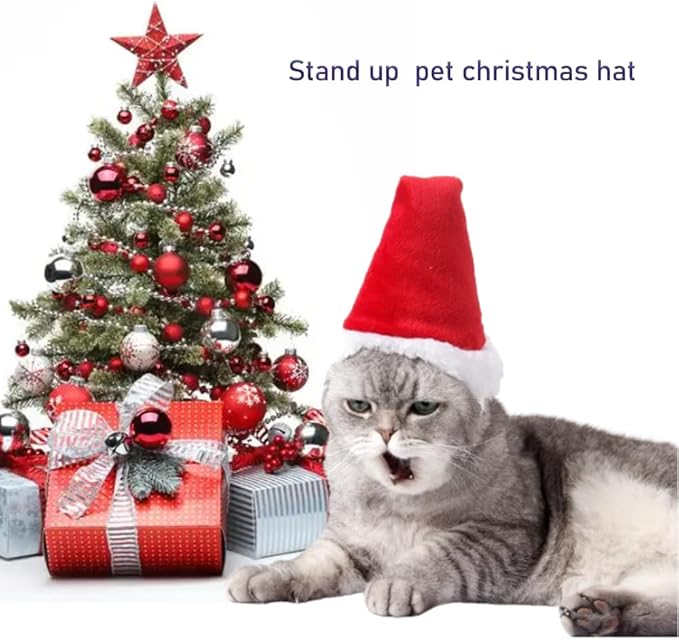 ANIAC Adjustable 3D Christmas Hat for Small Dog Cats Holiday Pet Accessories Decoration Puppy Christmas Outfit Dog Christmas Costume Headband Cat Santa Hat (Red Hat, Small)