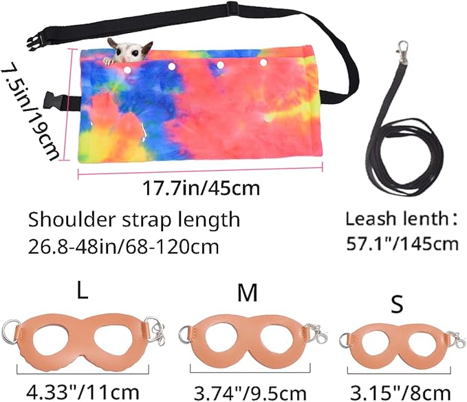 MANON ROSA Sugar Glider Pouch - Small Animal Carrier Bag with Harness Set for Bonding Sling for Reptile Pets Bearded Dragons Lizards Backpack Accessories for Outdoor Travel Walking Resting Pink