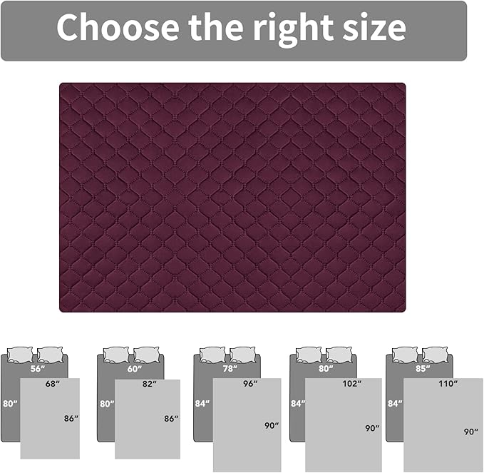 Easy-Going 100% Waterproof Dog Bed Cover Reversible Leak Proof Couch Cover Washable Sofa Cover Furniture Protector Blanket for Pets Kids Children Dog Cat (96x90 Inch, Wine/Beige)