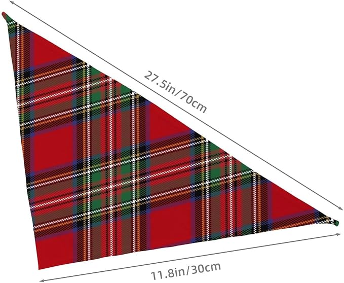 Triangle Plaid Tartan Clan Stewart Red Green Pattern Cat and Dog Scarf, Plaid Pet Scarf for Small to Large Dogs and Cats