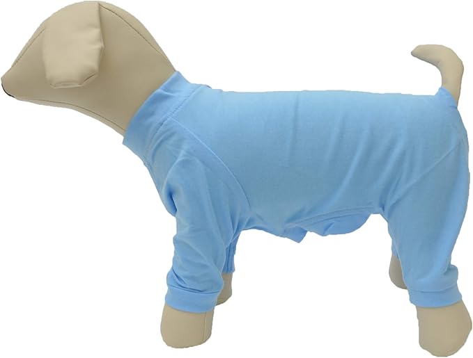 Lovelonglong Four Feet Dog Lightweight Pajamas, Pure Cotton Dog Jumpsuits 4 Legs Dog Onesies T-Shirt Stylish PJS Puppy Costume for Large Medium Small Dogs Lightblue XL