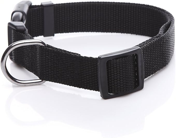 Adjustable Nylon Dog Collar, pet Collar 1 Inch 3/4 Inch 5/8 Inch Wide, for Large Medium Small Dog ((L(1" x 16-23"), Black)