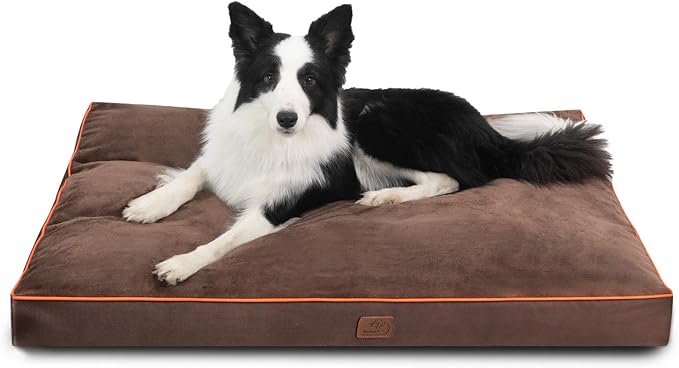 Bedsure Waterproof Dog Beds for Extra Large Dogs - 4 Inch Thicken Up to 100lbs XL Pet Mat Pillows with Removable Washable Cover, Brown