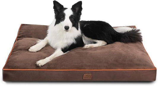 Bedsure Waterproof Dog Beds for Extra Large Dogs - 4 Inch Thicken Up to 100lbs XL Pet Mat Pillows with Removable Washable Cover, Brown