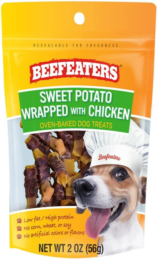 Beefeaters Sweet Potato Wrap with Chicken 2oz, (12 Pack) – Dog Treat. No Corn, Wheat, Soy or Gluten, Low Fat, Whole Muscle Jerky, Ideal for Training & Snacks