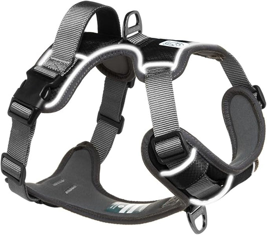 Embark Adventure Dog Harness, No-Pull Reflective Trim Dog Harness for Small, Medium & Large Dogs - Military Grade Nylon, 2 Leash Clips & Gel Lined Handle. Soft & Padded Puppy Dog Vest for Any Breed