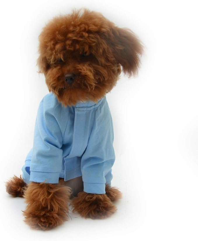 Lovelonglong Four Feet Dog Lightweight Pajamas, Pure Cotton Dog Jumpsuits 4 Legs Dog Onesies T-Shirt Stylish PJS Puppy Costume for Large Medium Small Dogs Lightblue XL