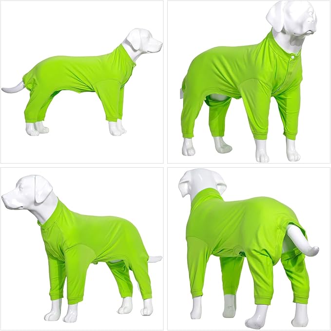 Lovelonglong Four Feet Dog Lightweight Pajamas, Pure Cotton Dog Jumpsuits 4 Legs Dog Onesies T-Shirt Stylish PJS Puppy Costume for Large Medium Small Dogs Green XXXL